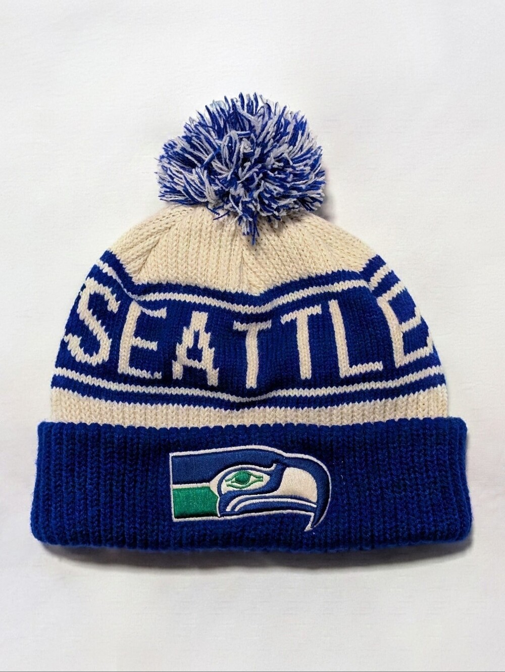 Seattle Seahawks Throwback Heritage NFL Knit Pom Pom Beanie Unisex OS